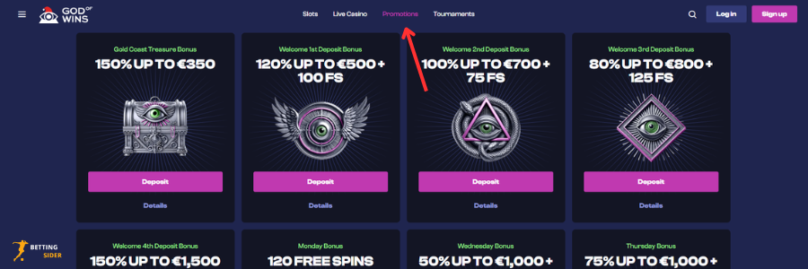 God of Wins casino bonus