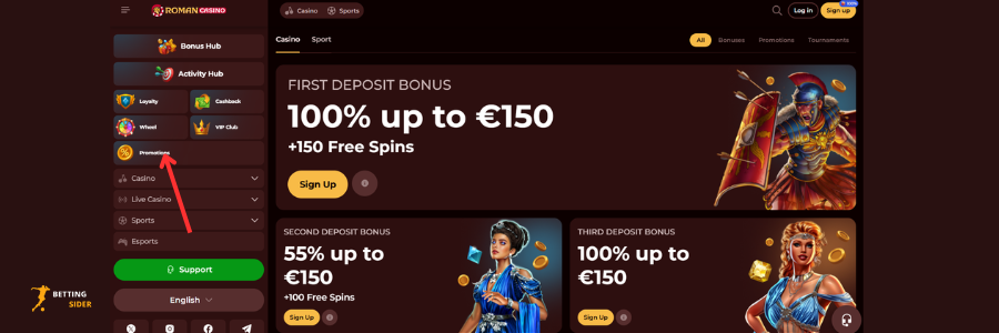 Roman Casino bonus