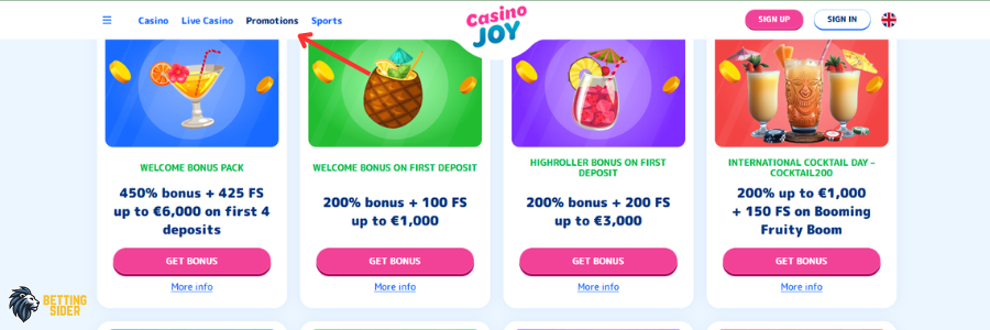 CasinoJoy bonus