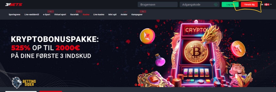 31bets udenlandske casino startside