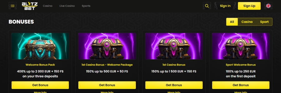 blitz bet casino bonusser