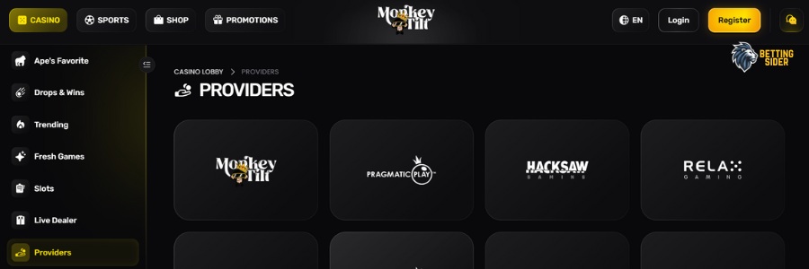 monkeytilt online spillemaskiner providers