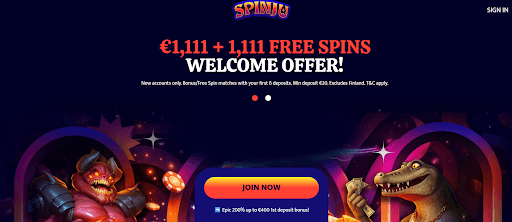 Spinju casino velkomstbonuspakke